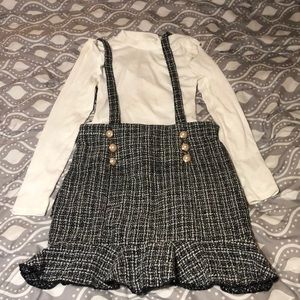 Black and white junior overall dress